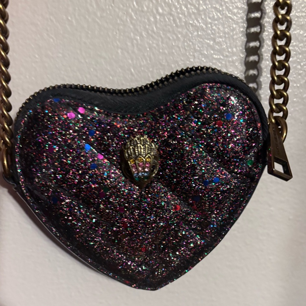 Kurt Geiger Black and Pink Mini Bag with Heart Shape